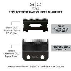 Stylecraft Pro Black Taper Fixed & Shallow 2.0 Blade Set (SC539B)