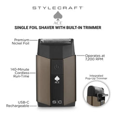 Stylecraft Ace Single Foil Shaver W/ Built In Trimmer
