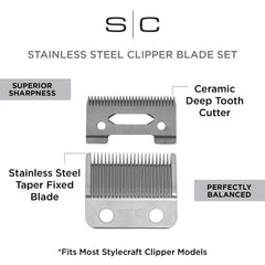 Stylecraft Ace Stainless Steel Taper & Ceramic Deep Tooth Blade Set (SC543S)