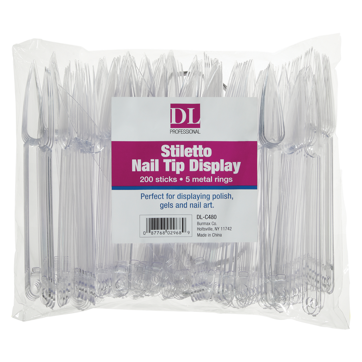 DL Pro Stiletto Nail Tip Display On A Ring (DL-C480)