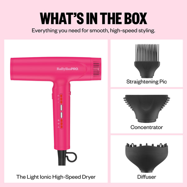 BaBylissPRO Limited Edition Nano Light High-Speed Ionic Dryer Hot Pink