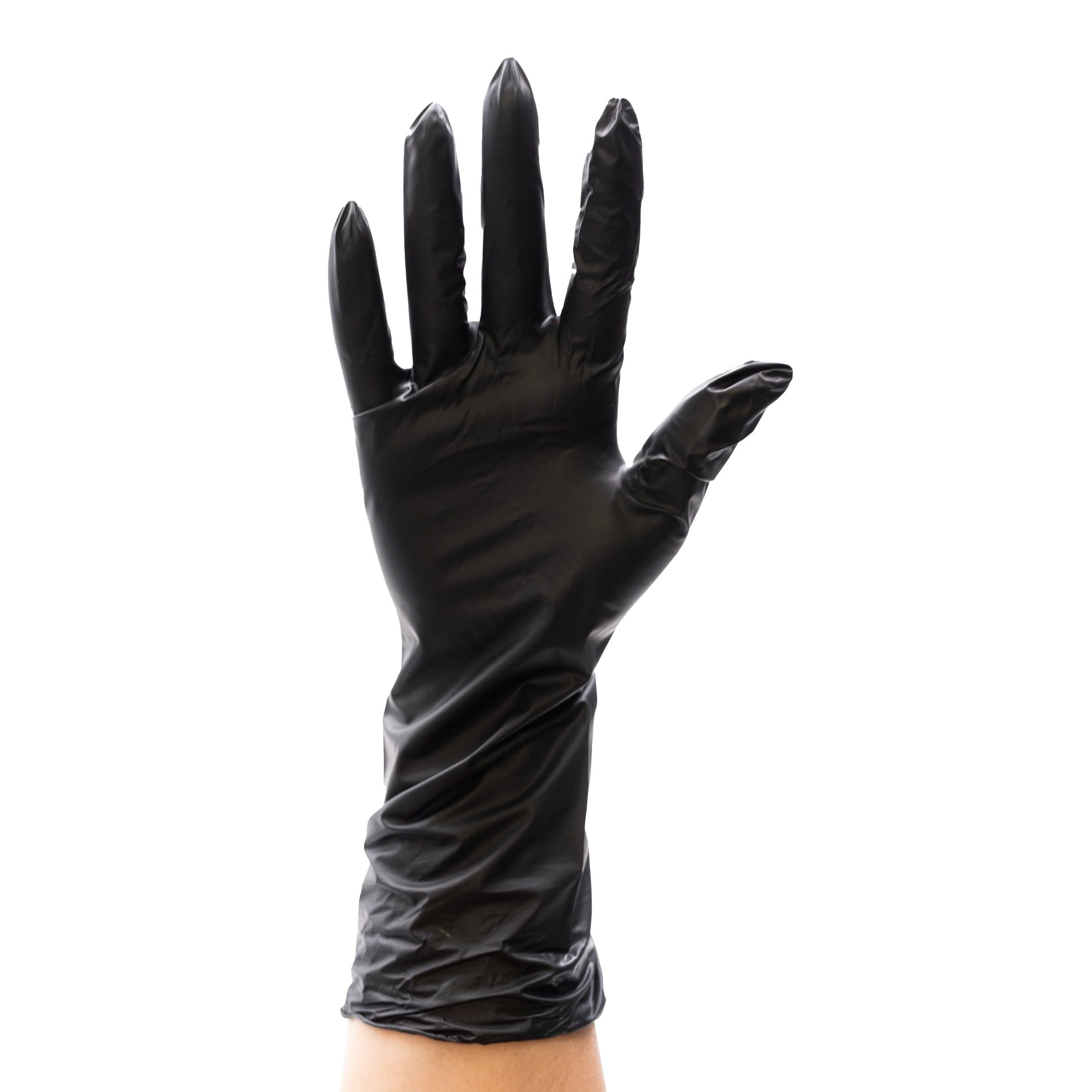 ColorTrak Extended Cuff Vinyl Gloves 100pk - Black Main image