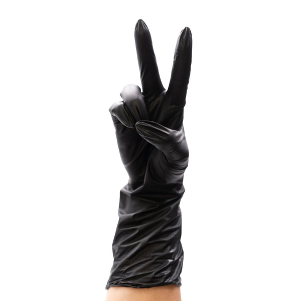 ColorTrak Extended Cuff Vinyl Gloves 100pk - Black