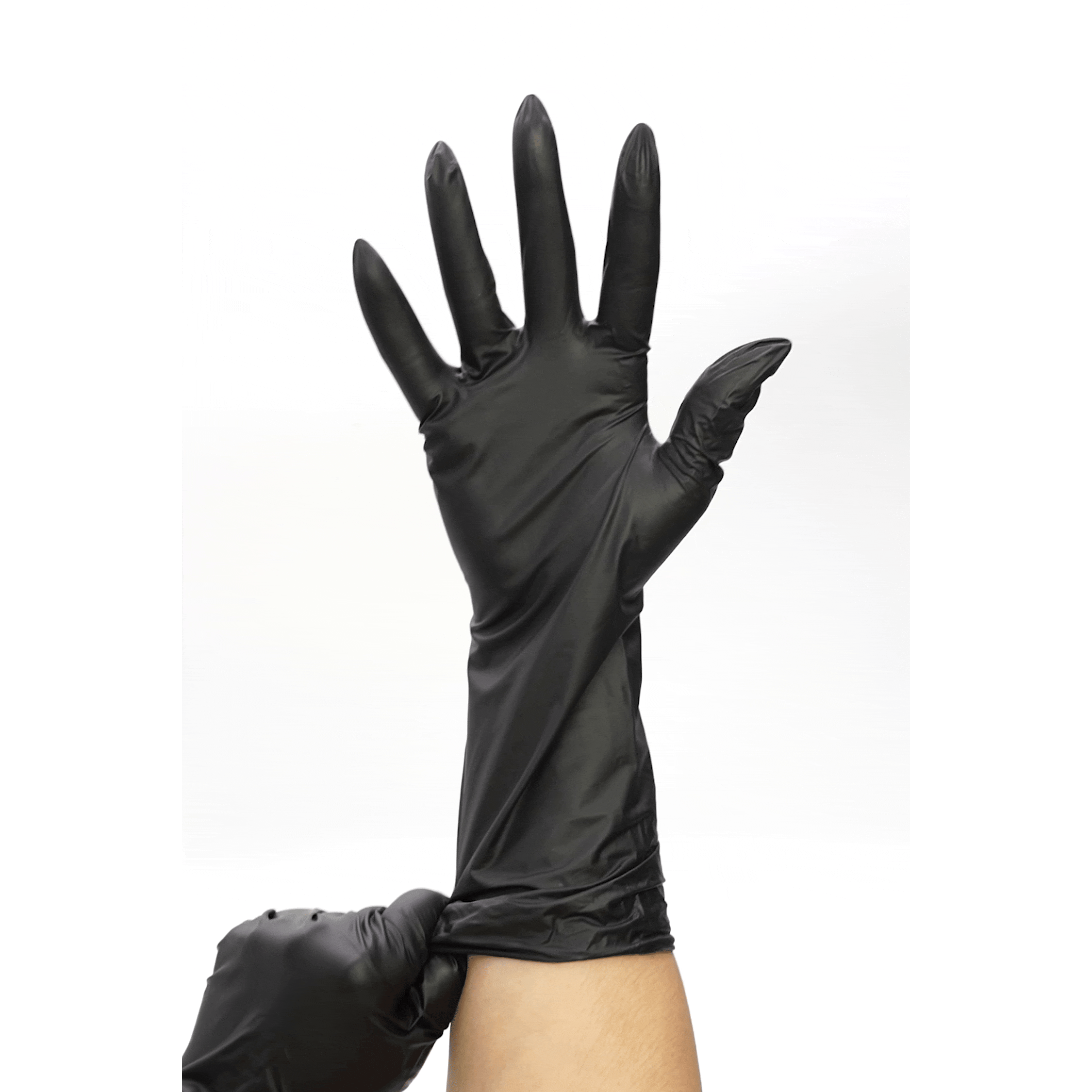 ColorTrak Extended Cuff Vinyl Gloves 100pk - Black Secondary image