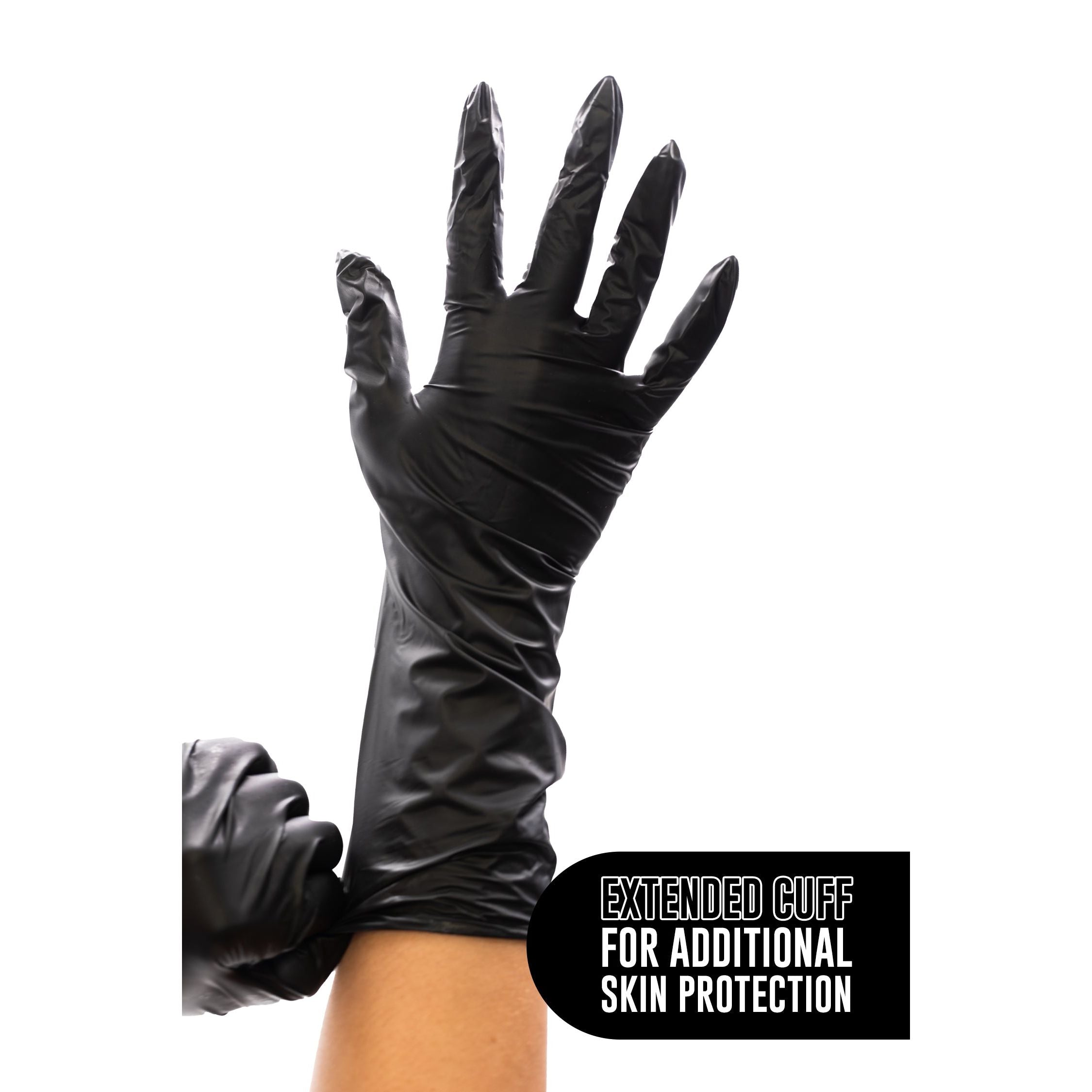 ColorTrak Extended Cuff Vinyl Gloves 100pk - Black