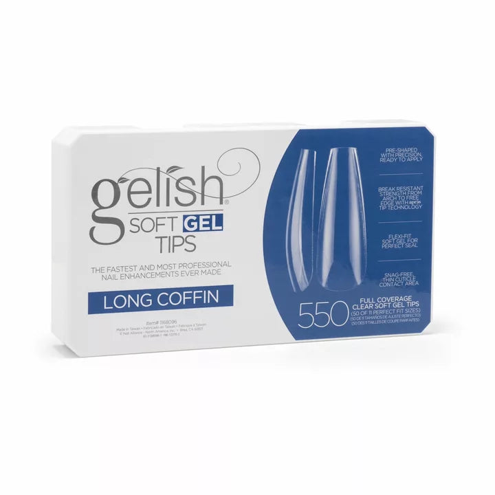 Gelish Soft Gel Tips 550pk - Long Coffin