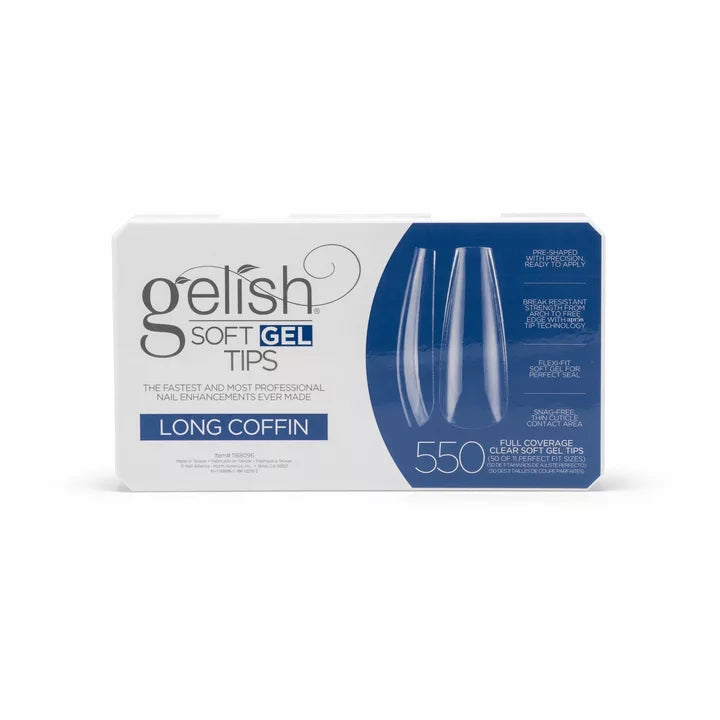 Gelish Soft Gel Tips 550pk - Long Coffin