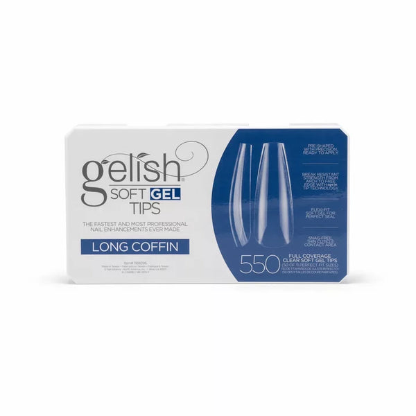 Gelish Soft Gel Tips 550pk - Long Coffin