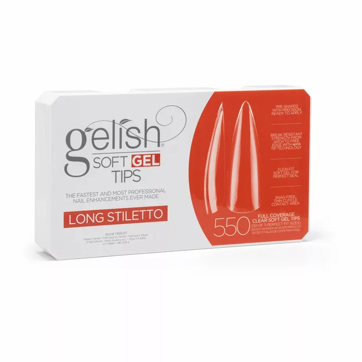 Gelish Soft Gel Tips 550pk - Long Stiletto