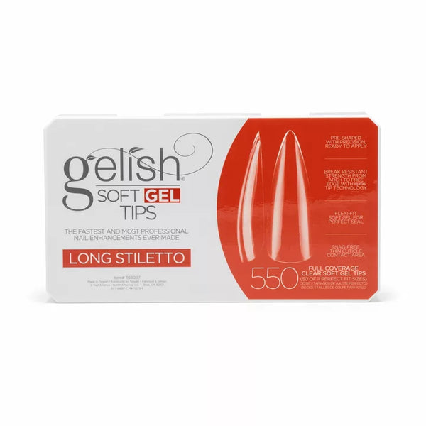 Gelish Soft Gel Tips 550pk - Long Stiletto