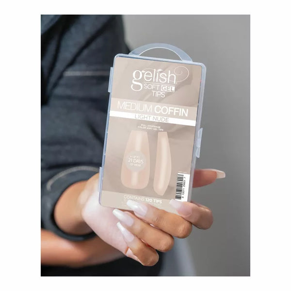 Gelish - Soft Gel Tips Medium Coffin Light Nude - 120ct