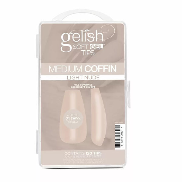 Gelish - Soft Gel Tips Medium Coffin Light Nude - 120ct