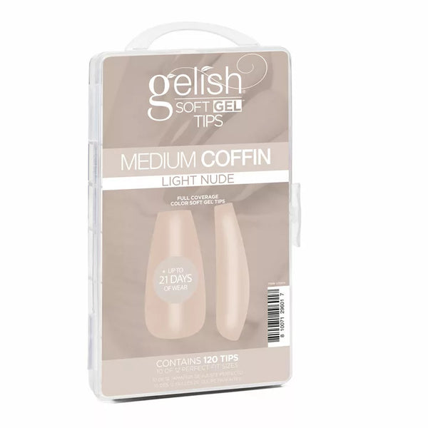 Gelish - Soft Gel Tips Medium Coffin Light Nude - 120ct