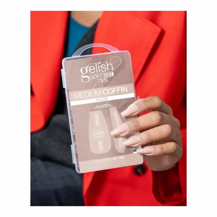 Gelish - Soft Gel Tips Medium Coffin Nude 120ct