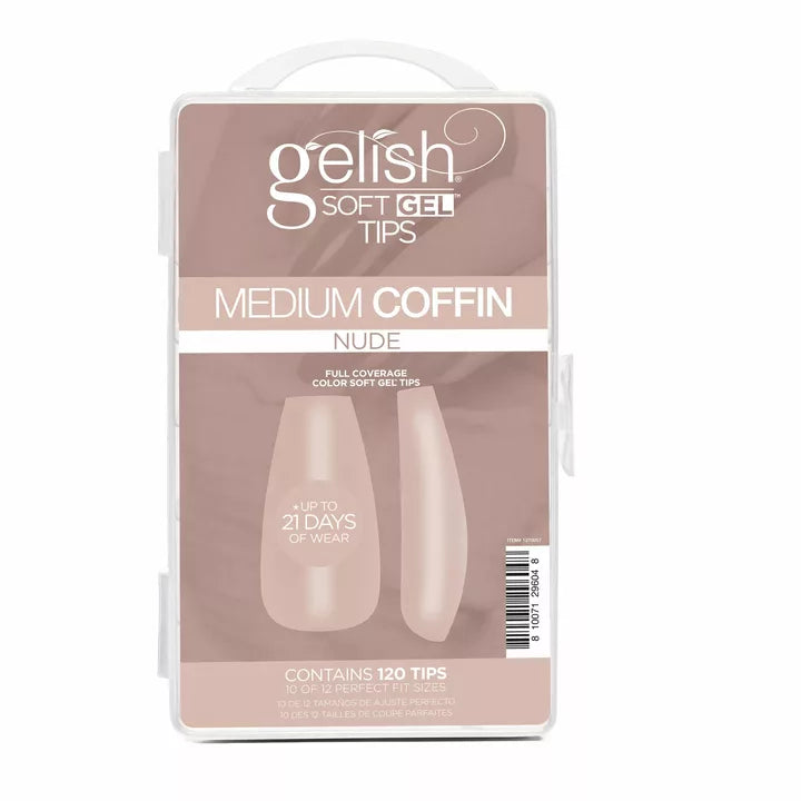Gelish - Soft Gel Tips Medium Coffin Nude 120ct