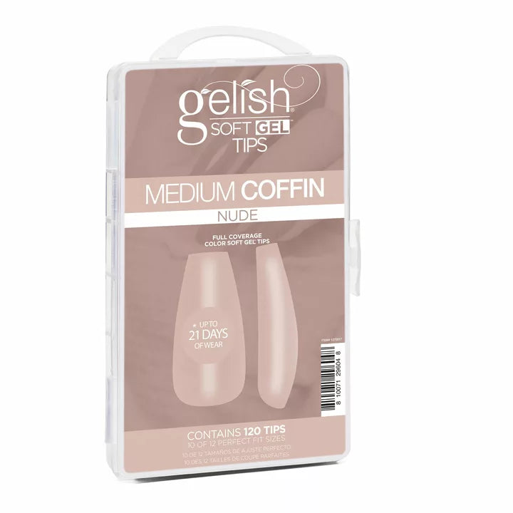 Gelish - Soft Gel Tips Medium Coffin Nude 120ct