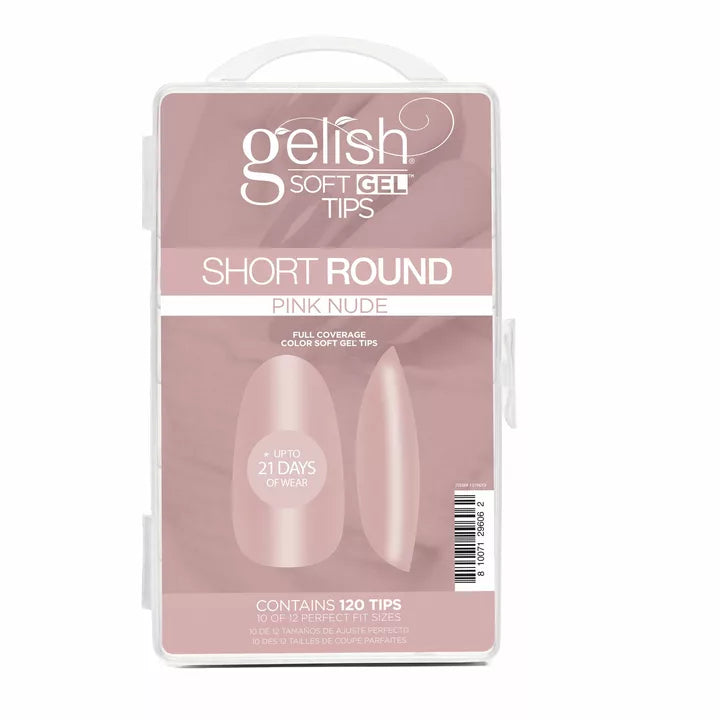 Gelish - Soft Gel Tips Short Round Pink Nude - 120ct