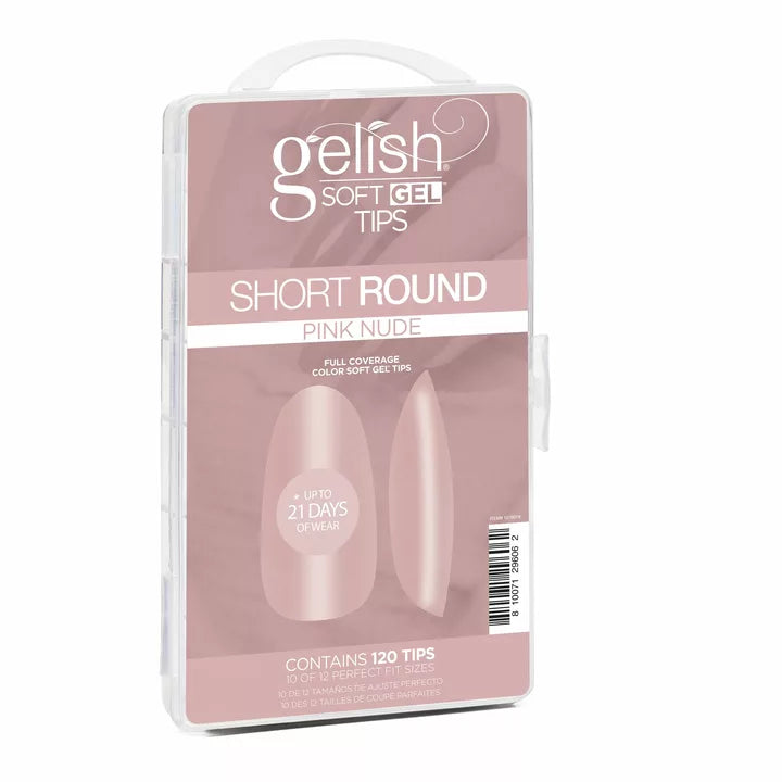 Gelish - Soft Gel Tips Short Round Pink Nude - 120ct