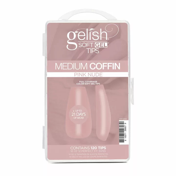 Gelish - Soft Gel Tips Medium Coffin Pink Nude - 120ct