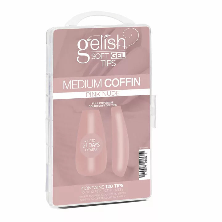 Gelish - Soft Gel Tips Medium Coffin Pink Nude - 120ct
