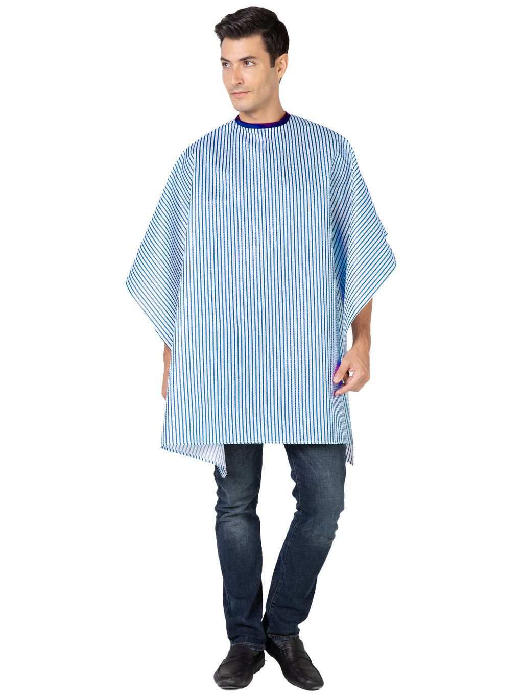 Betty Dain Classic Barber Cape Navy/White - Snap (2065-NVY/WHT)