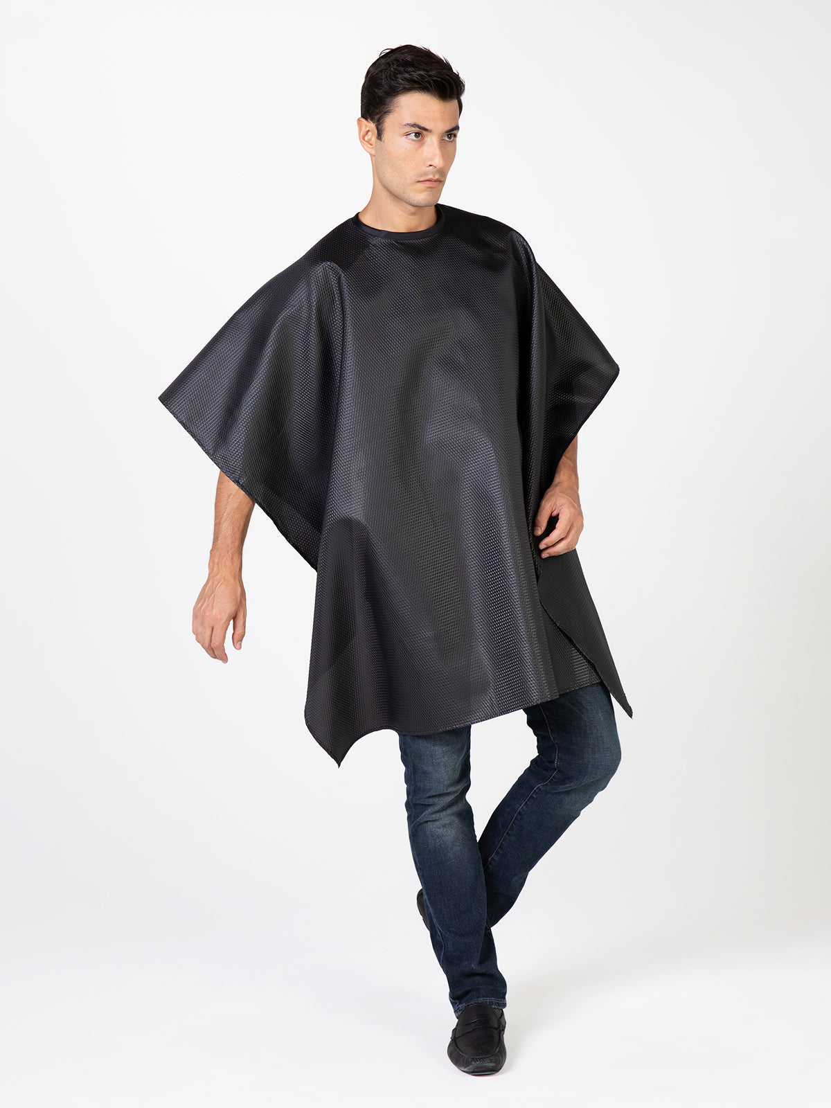 Betty Dain Classic Barber Cape Navy/White - Snap (2065-NVY/WHT)