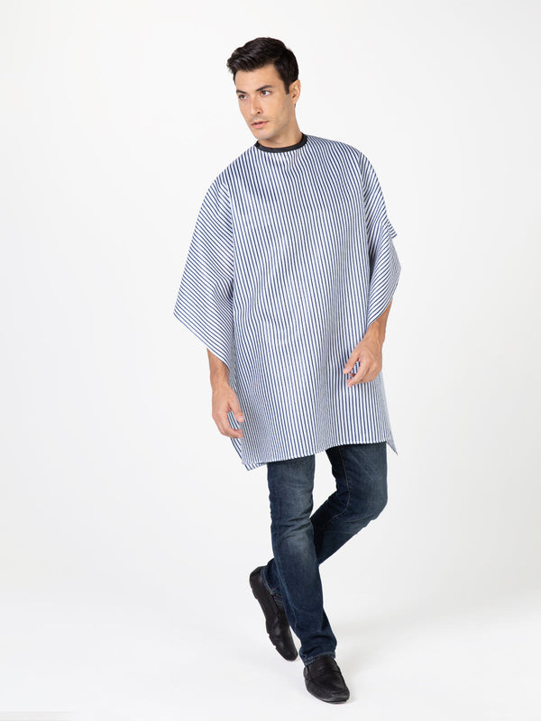 Betty Dain Classic Barber Cape Navy/White - Snap (2065-NVY/WHT)