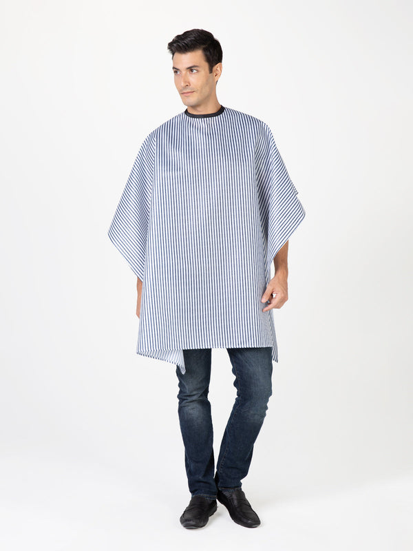 Betty Dain Classic Barber Cape Navy/White - Snap (2065-NVY/WHT)