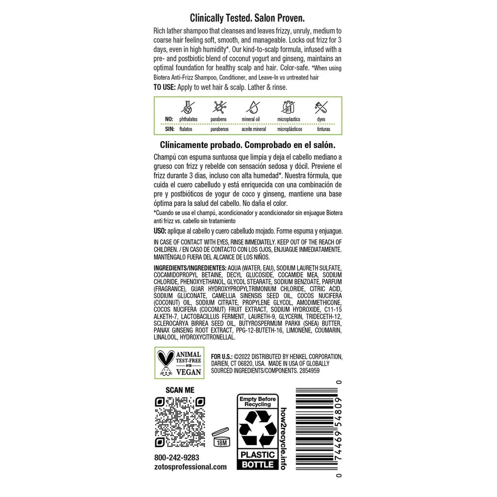 Biotera Anti Frizz Smoothing Shampoo