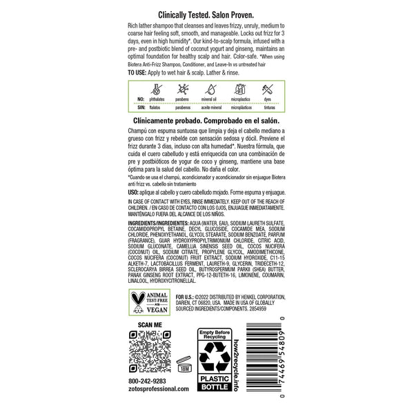 Biotera Anti Frizz Smoothing Shampoo