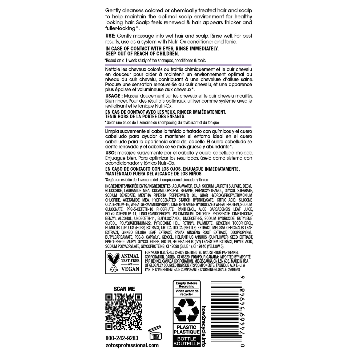 Nutri-Ox - Gentle Shampoo - Chemical Treated
