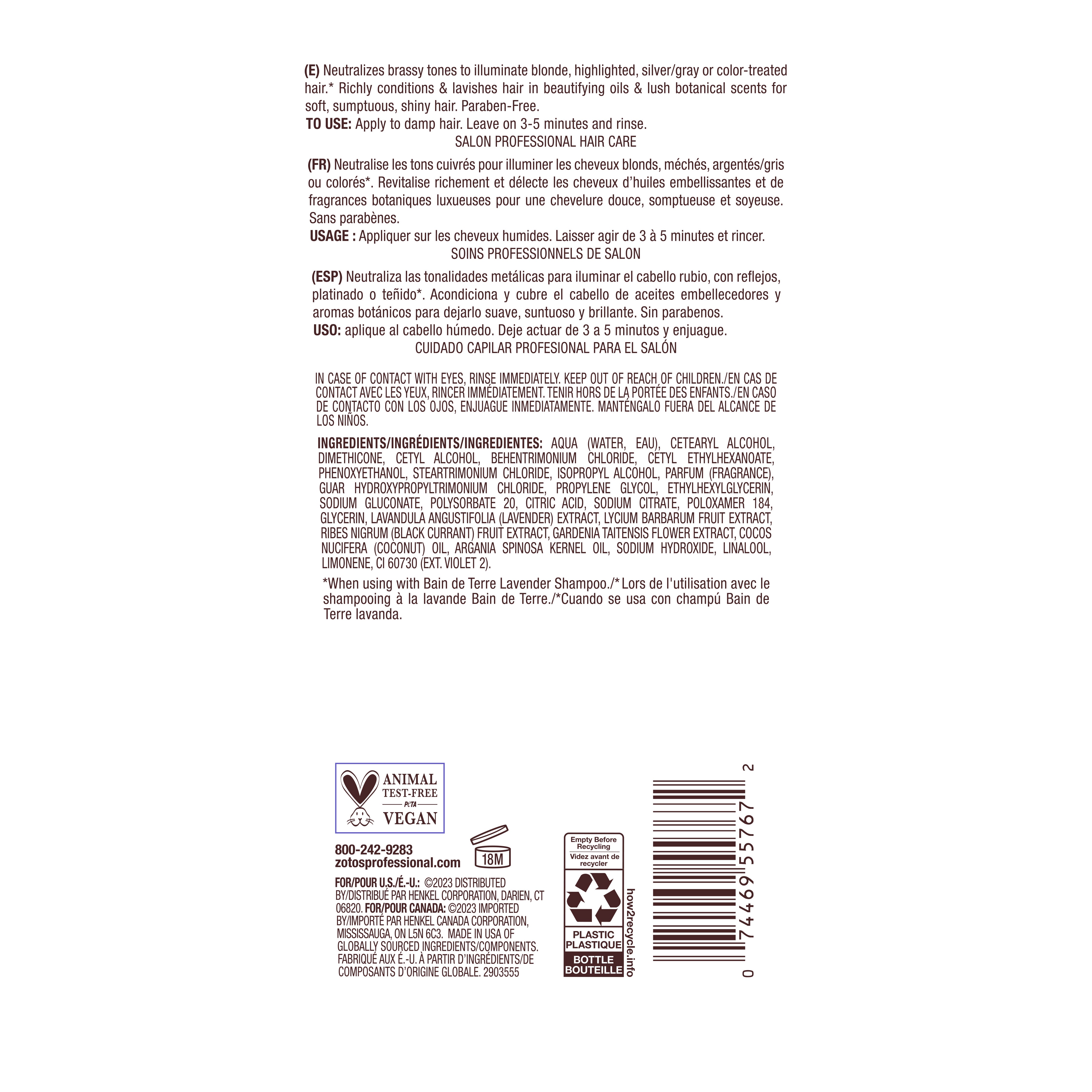Bain De Terre Lavender Toning Conditioner 13.5oz Secondary image