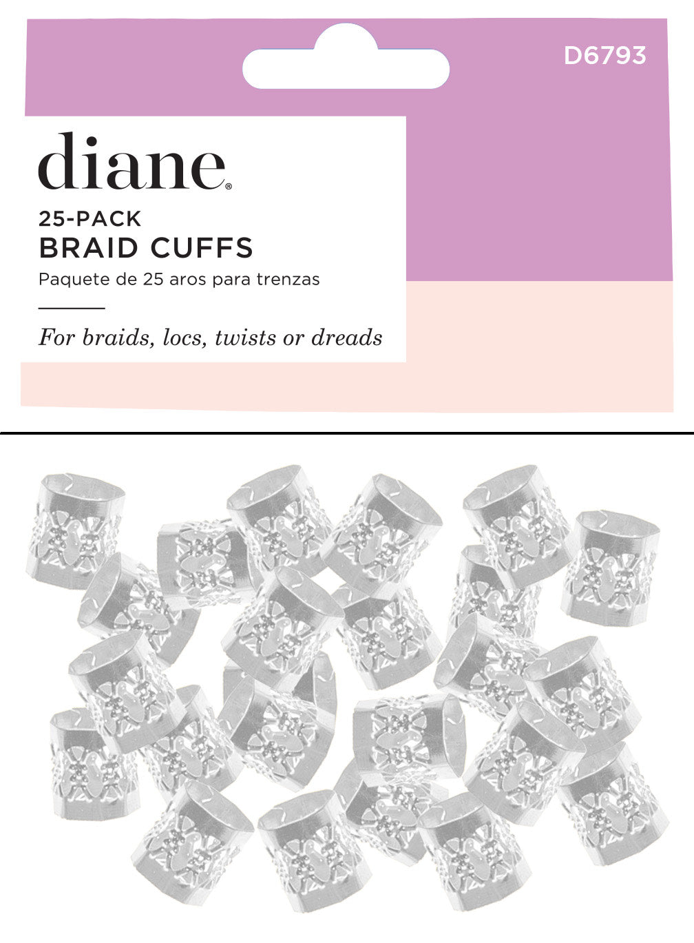 Diane Braid Cuffs Silver (25pk)