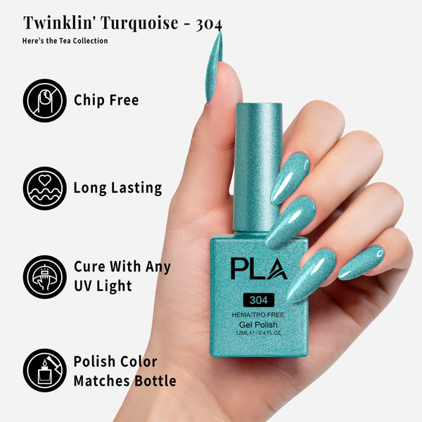 PLA Gel Polish 12ml - Twinklin' Turquoise 304