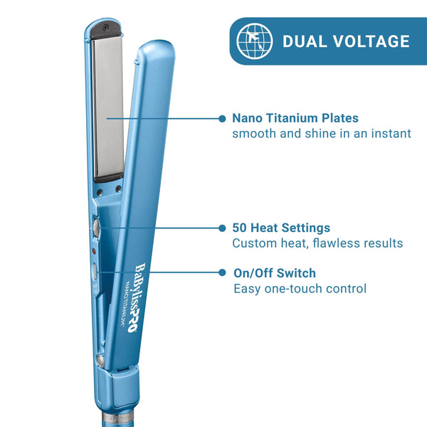 BaBylissPRO Nano Titanium 1.25" Spring Curl Iron & 1" Ultra-Thin Flat Iron Prepack