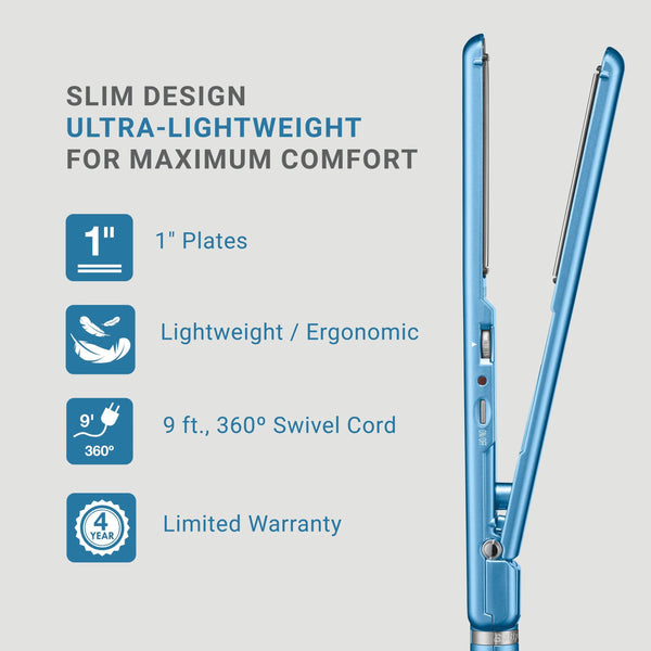 BaBylissPRO Nano Titanium 1.25" Spring Curl Iron & 1" Ultra-Thin Flat Iron Prepack