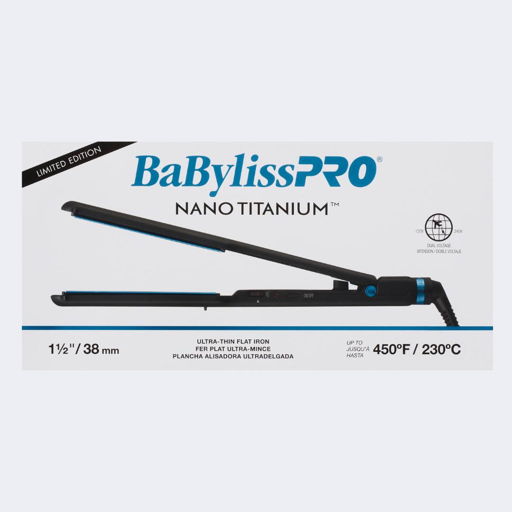 BaBylissPRO Nano Titanium Limited Edition Black & Blue 1.5" Ultra-Thin Flat Iron