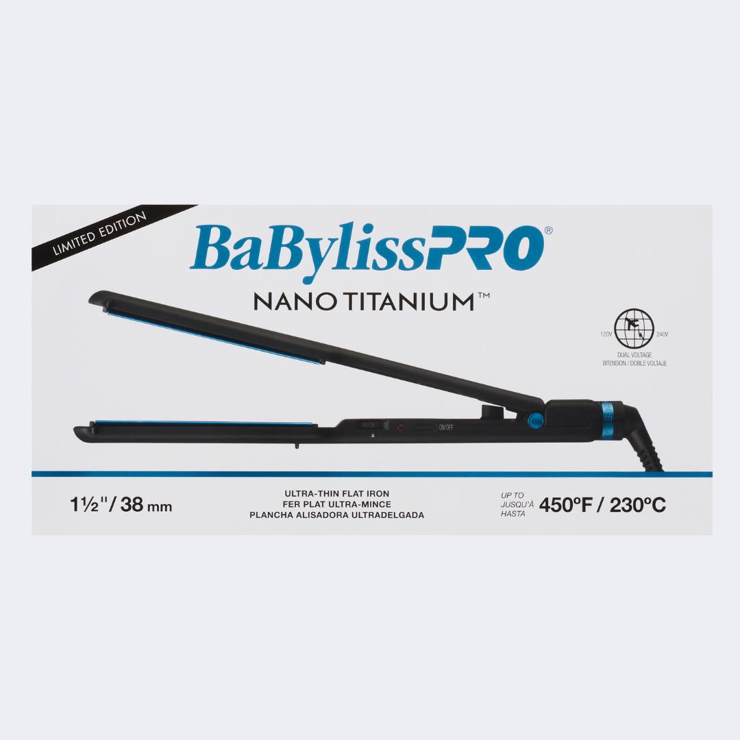 BaBylissPRO Nano Titanium Limited Edition Black & Blue 1.5" Ultra-Thin Flat Iron