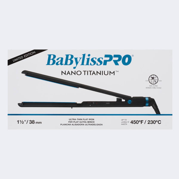 BaBylissPRO Nano Titanium Limited Edition Black & Blue 1.5" Ultra-Thin Flat Iron