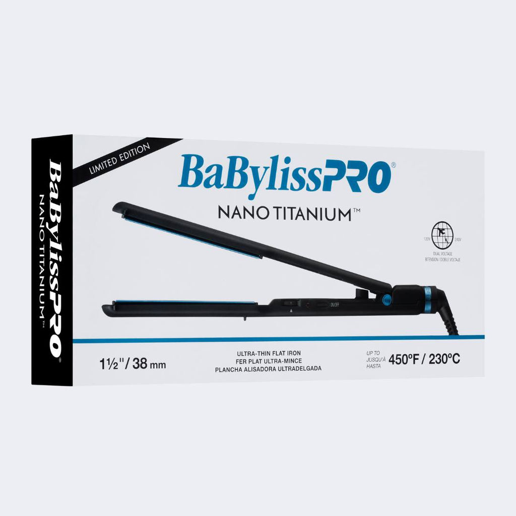 BaBylissPRO Nano Titanium Limited Edition Black & Blue 1.5" Ultra-Thin Flat Iron