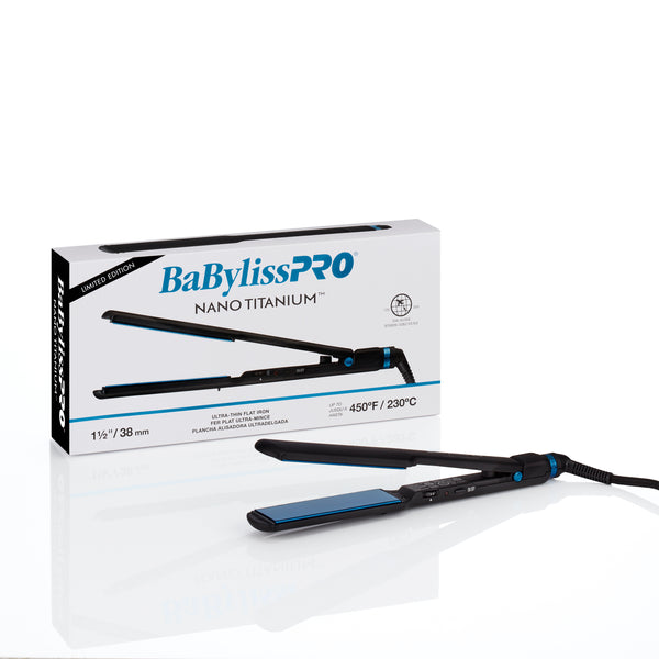 BaBylissPRO Nano Titanium Limited Edition Black & Blue 1.5" Ultra-Thin Flat Iron