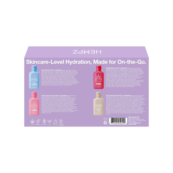 Hempz Mini Hydration Kit ( Ocean Breeze, Brazilian Berry, Sweet Jasmine, Koa & Sweet Almond)