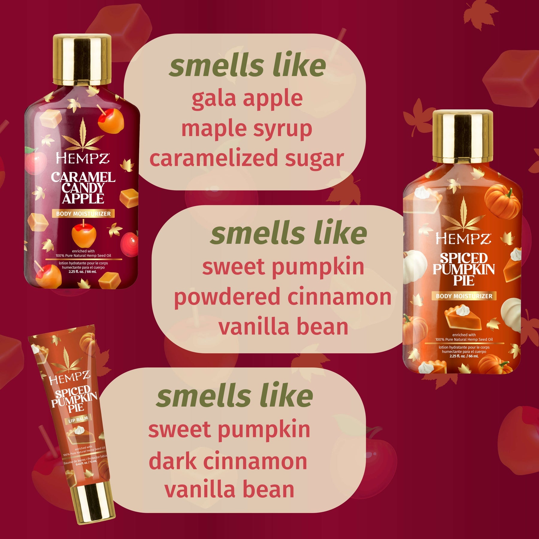 Hempz Fall Faves Trio Lotion & Lip Balm Set