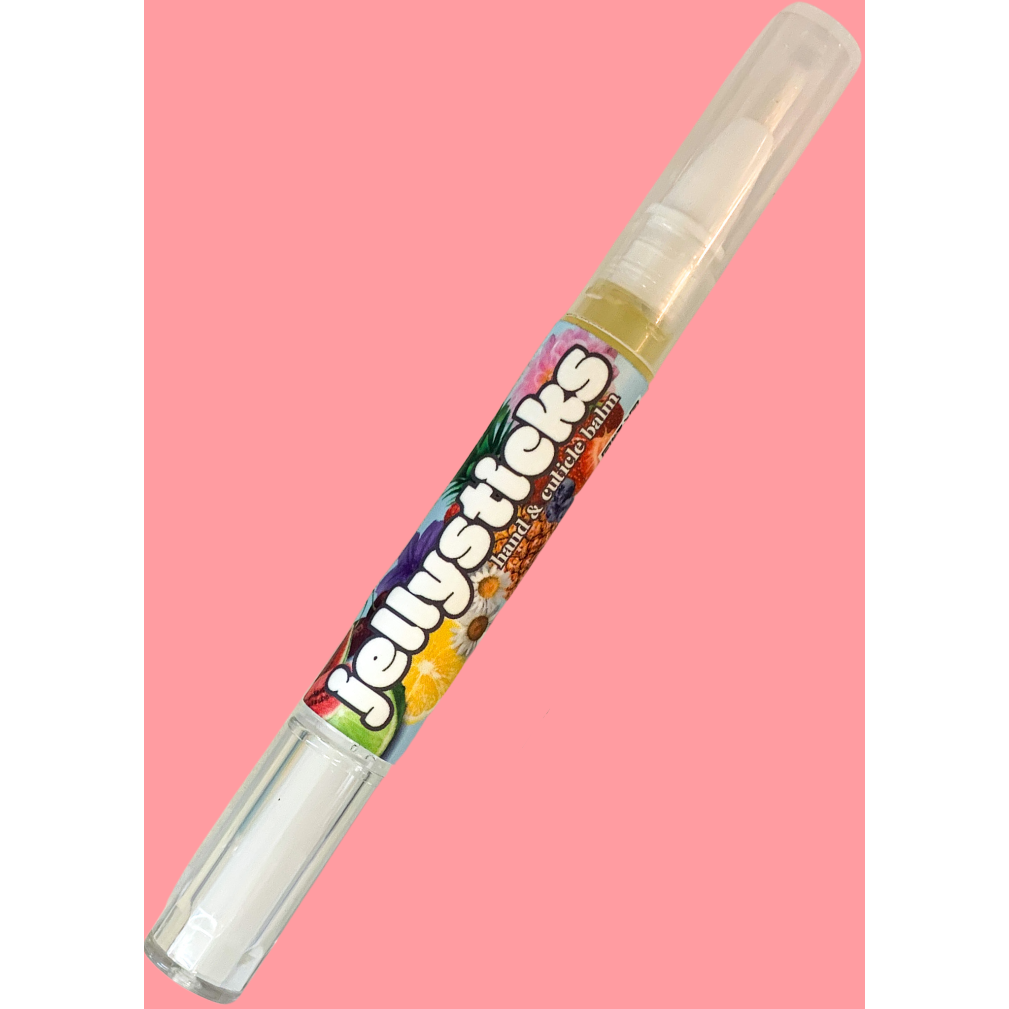 Jellystick with colorful label on a pink background Main image