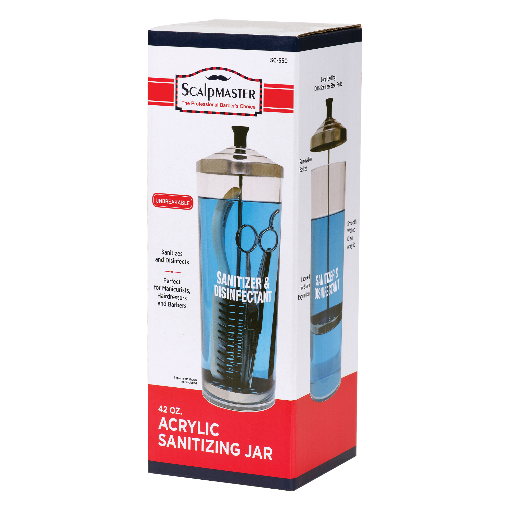 Scalpmaster Acrylic Sanitizing Jar 42oz (SC-550)