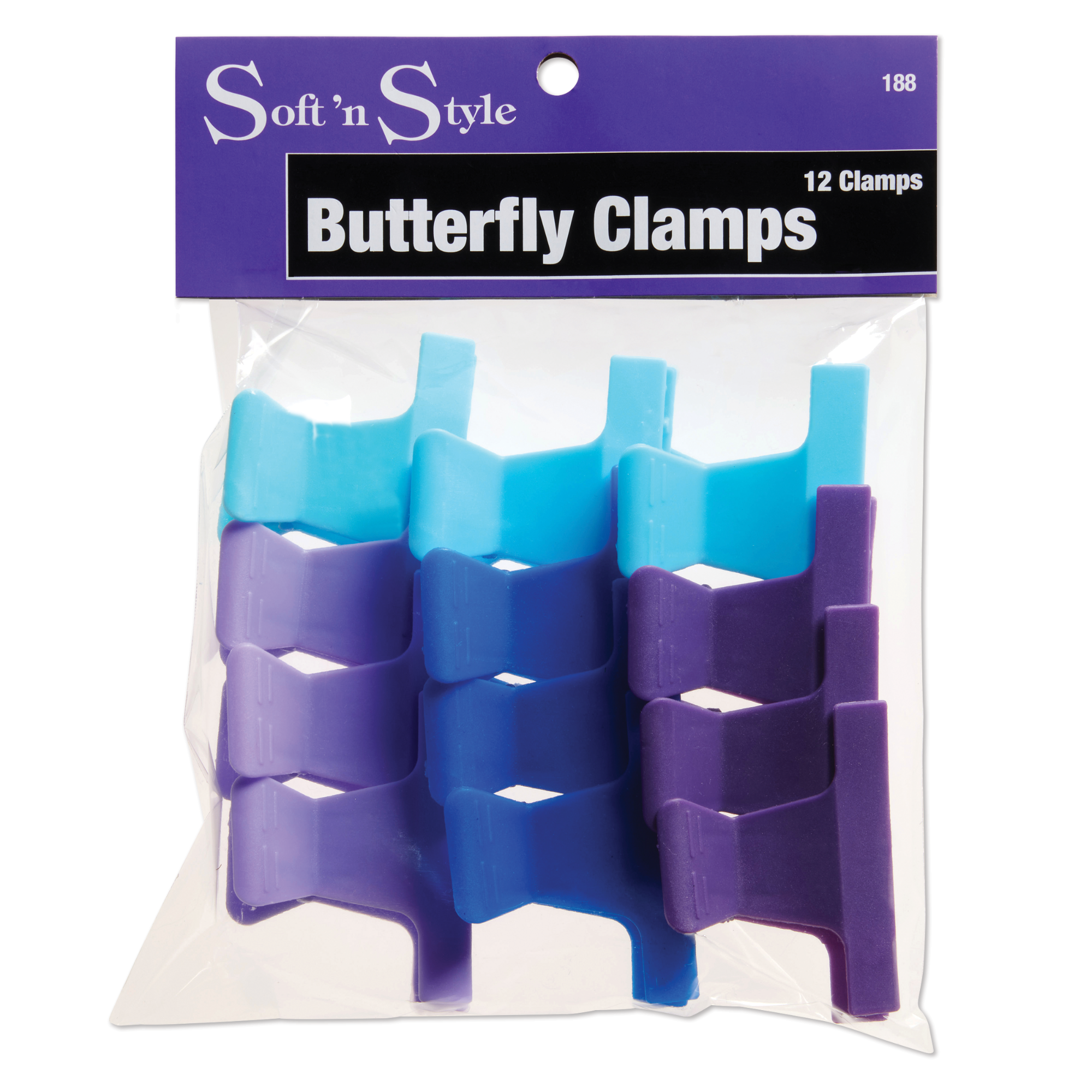 Soft N Style 2" Butterfly Clamps - Colored (188) - 12pk Secondary image