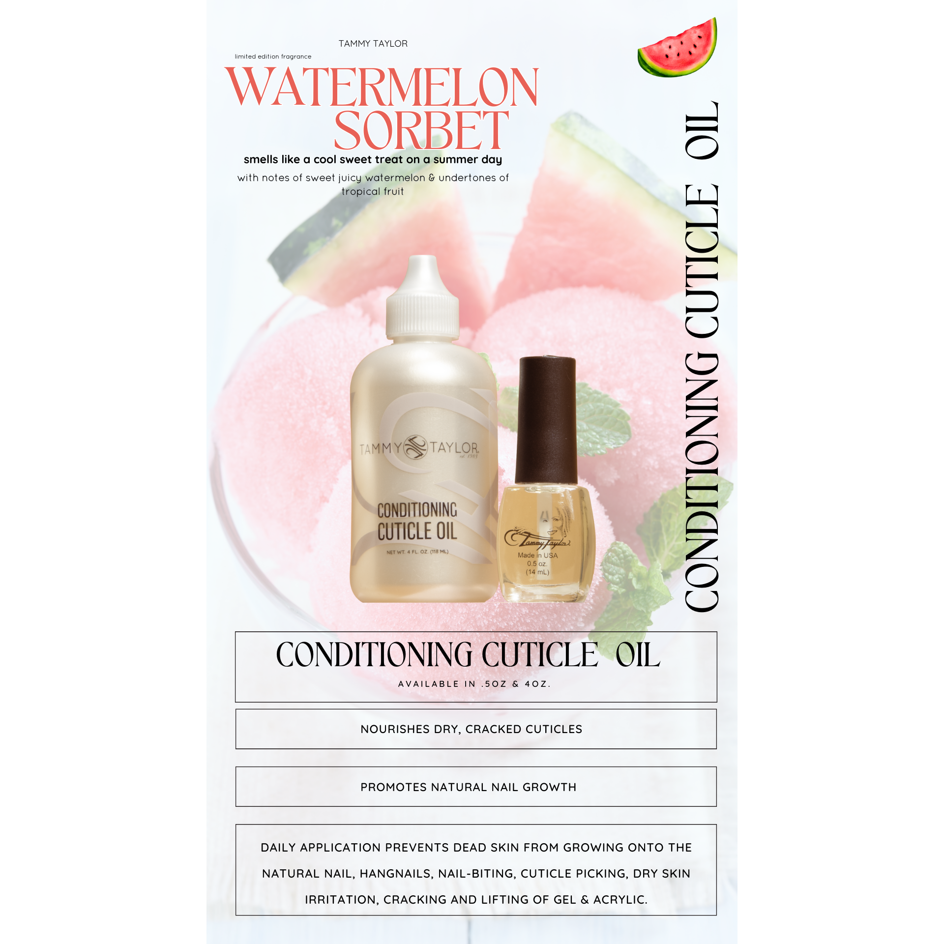 Tammy Taylor Cuticle Oil 4oz - Watermelon Sorbet Secondary image