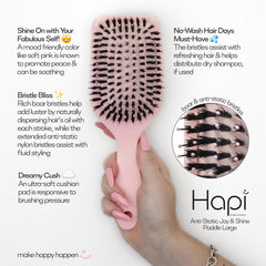 Cricket Hapi Anti-Static Joy & Shine Nylon & Boar Paddle Brush - Large
