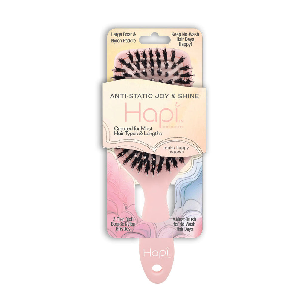 Cricket Hapi Anti-Static Joy & Shine Nylon & Boar Paddle Brush - Large