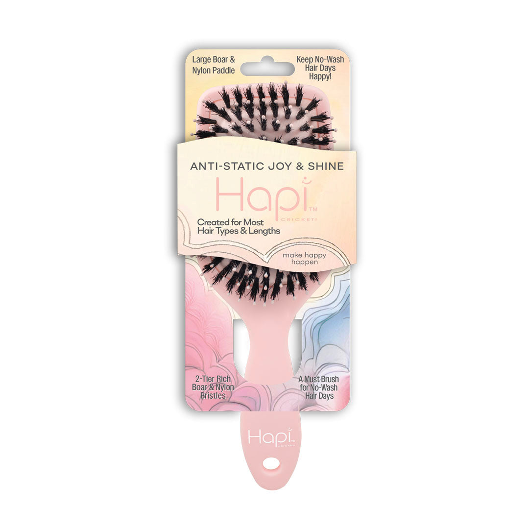 Cricket Hapi Anti-Static Joy & Shine Nylon & Boar Paddle Brush - Large